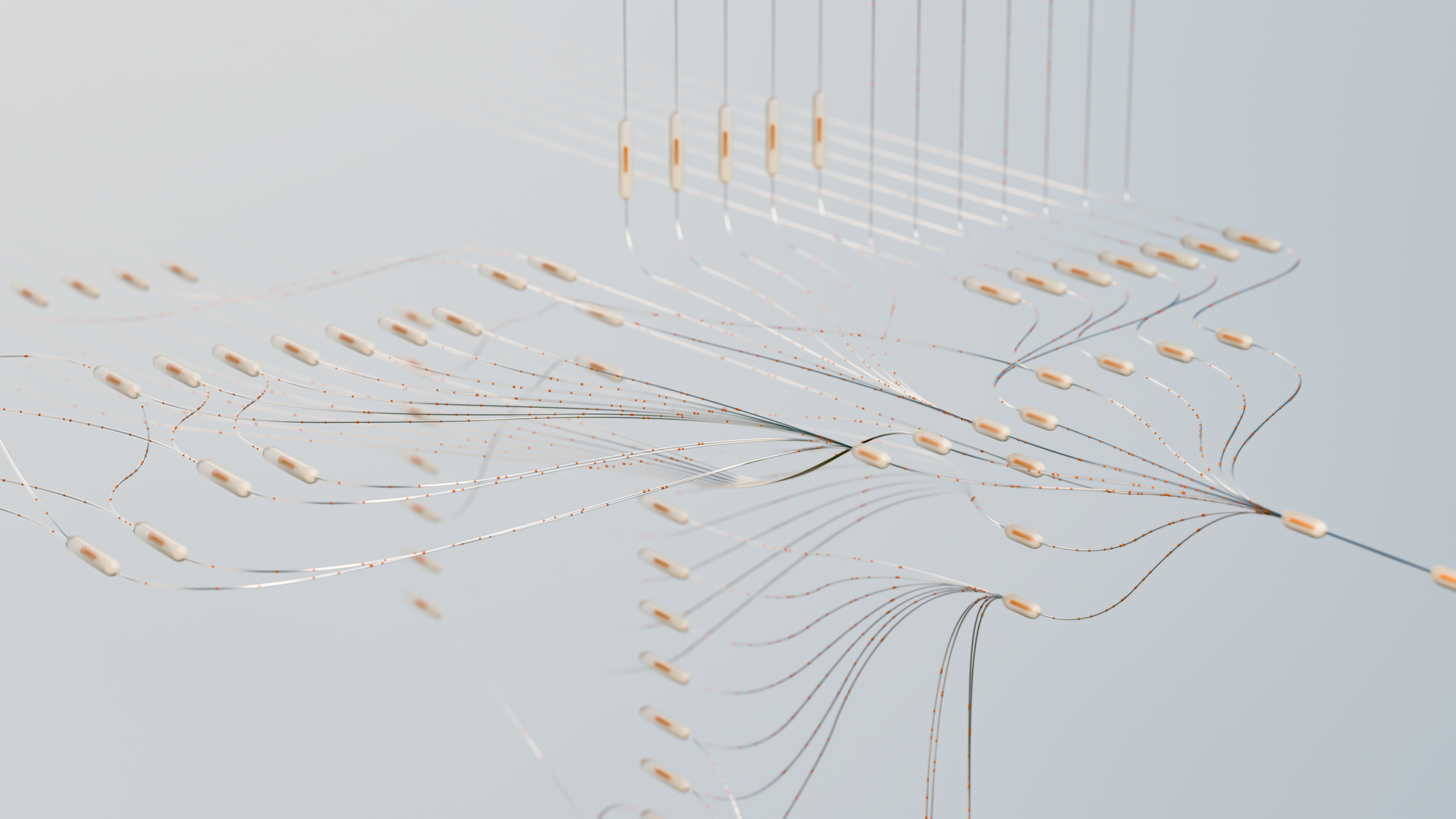 Elegant 3D visualization of neural networks showcasing abstract connections in a digital space — UPI Study