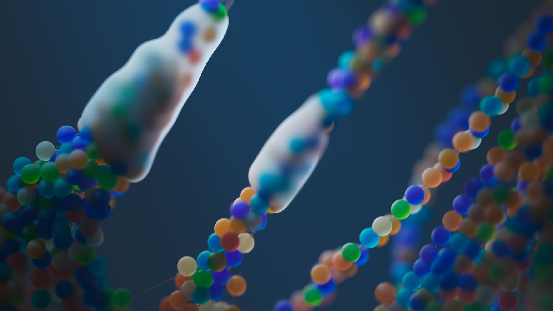 Close-up of a colorful abstract representation of DNA strands, illustrating science and genetics — UPI Study