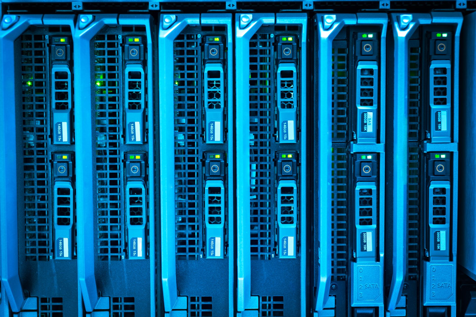 Detailed image of illuminated server racks showcasing modern technology infrastructure — UPI Study
