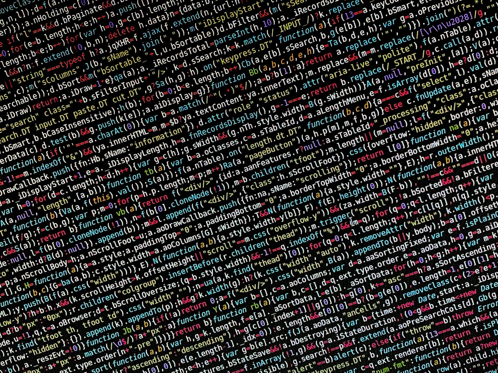 Close-up view of colorful programming code on a screen, ideal for tech and development themes — UPI Study