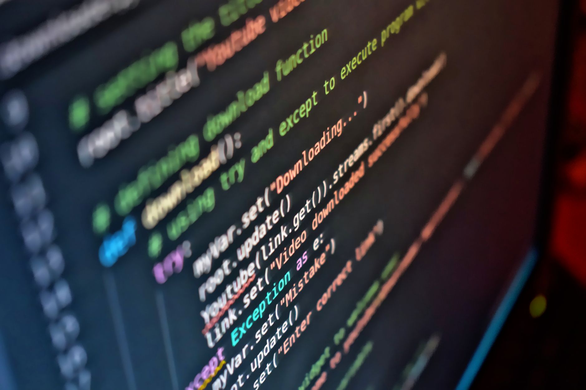 Vivid close-up of code on a computer screen showcasing programming details — UPI Study