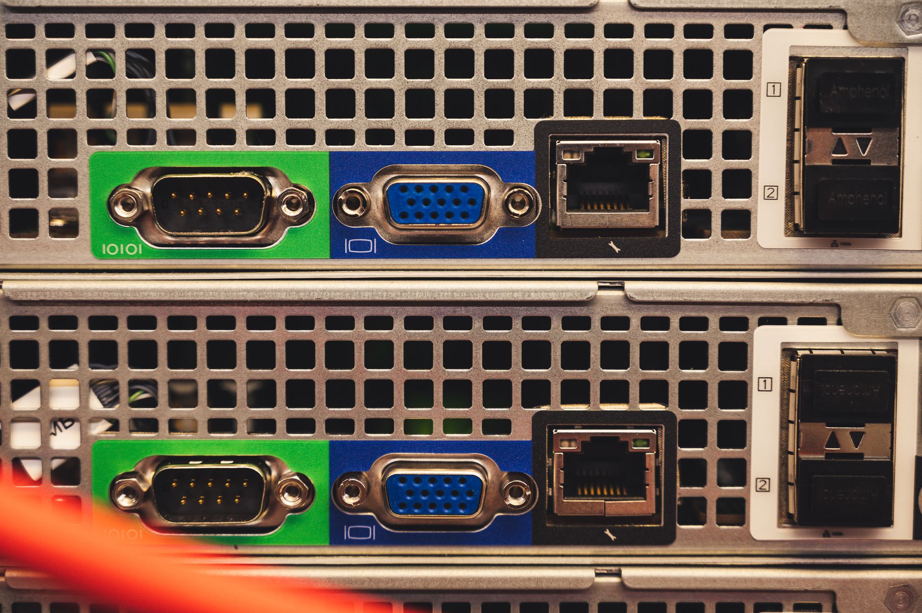 Detailed view of Ethernet and VGA ports on a server highlighting connectivity features — UPI Study