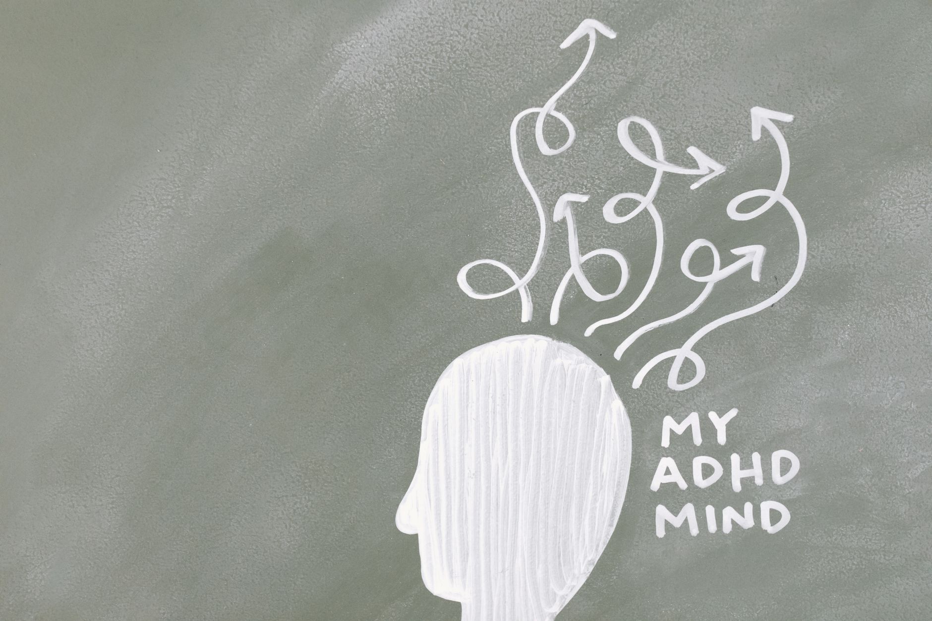 Creative depiction of the ADHD mind with chalk arrows on a green board — UPI Study