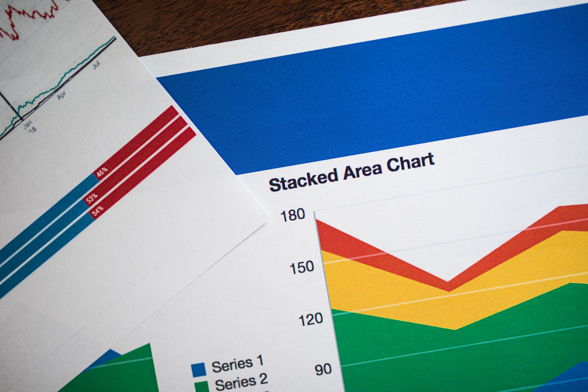 Vivid stacked area chart and graphs on paper, showcasing data analysis — UPI Study