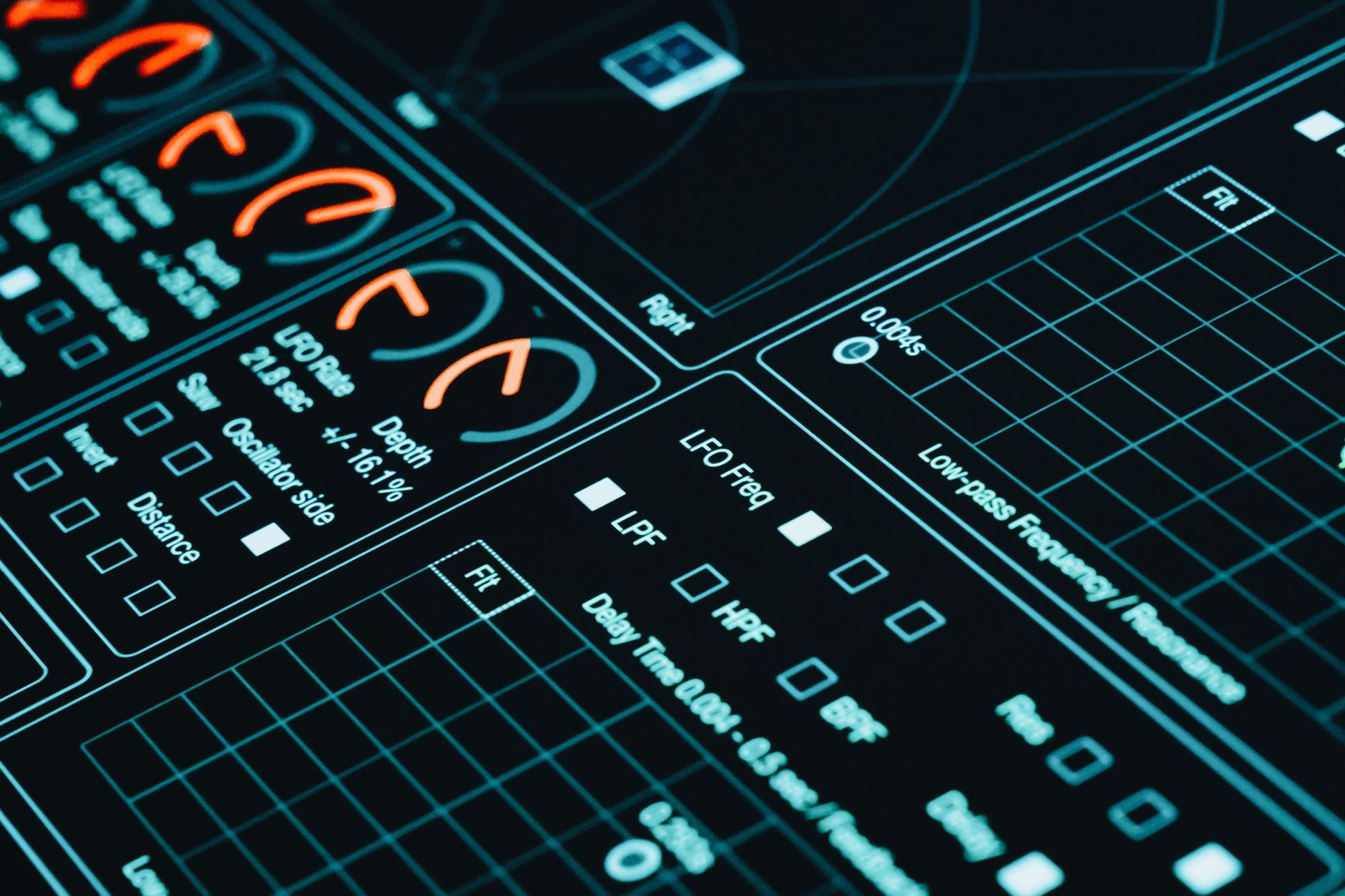Close-up of a digital interface showcasing futuristic graphs and data analytics in low light — UPI Study