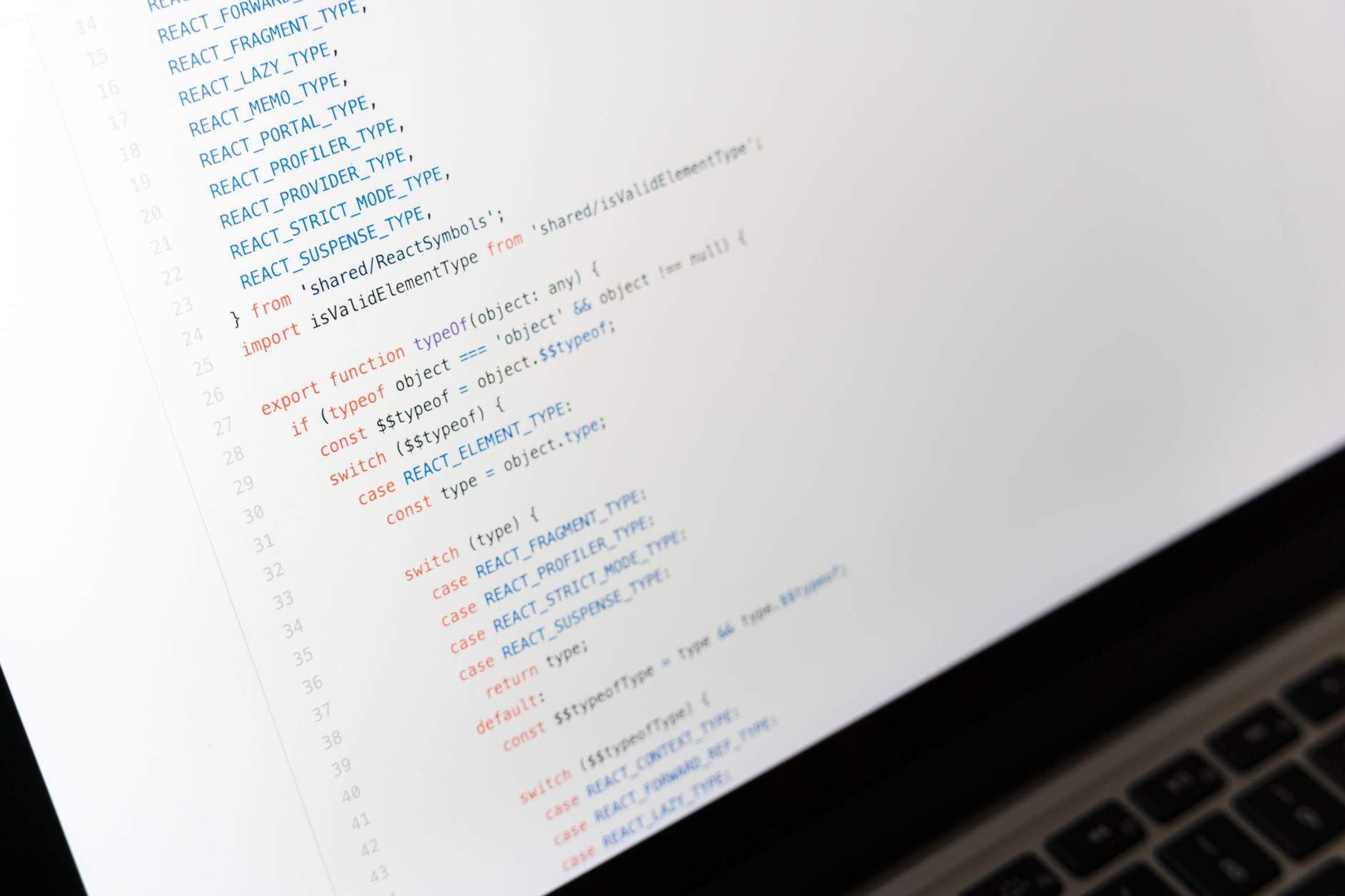 Close-up of JavaScript code on a laptop screen, showcasing programming in progress — UPI Study