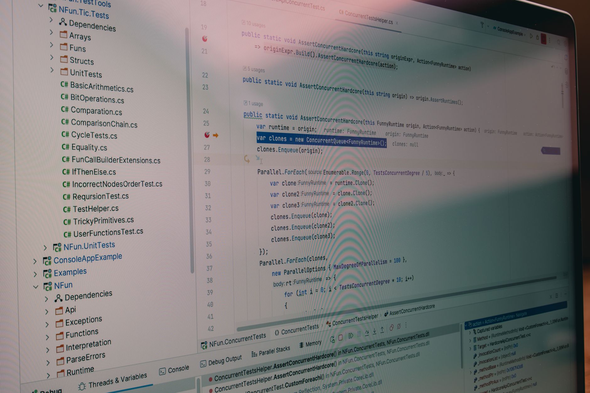 Detailed view of code and file structure in a software development environment — UPI Study