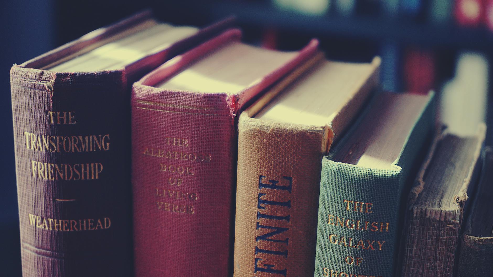 Aesthetic collection of vintage books showcasing classic literature with textured covers — UPI Study